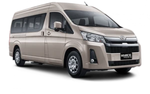 Toyota Hiace Premio 14 seater rental mobil Surabaya include driver dan BBM